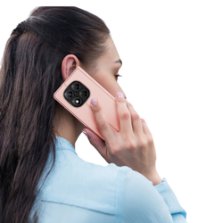 Чехол книжка из PU кожи розового цвета от Dux Ducis для Xiaomi Redmi Note 14 Pro 4G, серия Skin Pro Series Case