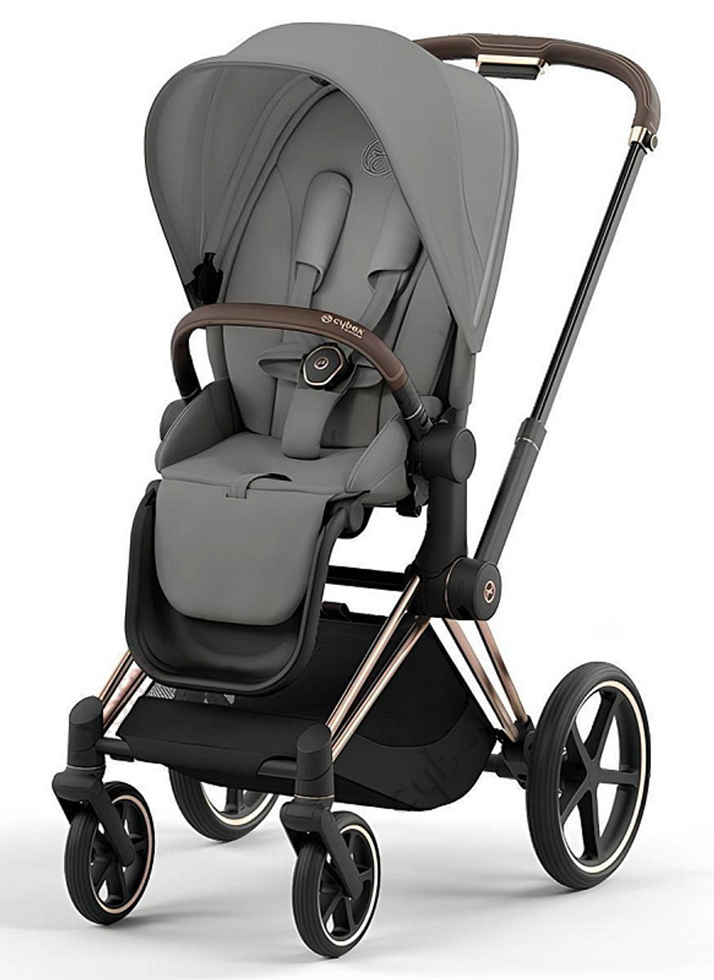 Коляска 3 в 1 Cybex Priam IV Rosegold complete и автокресло Cloud T i-Size Peach Pink Plus Mirage Grey