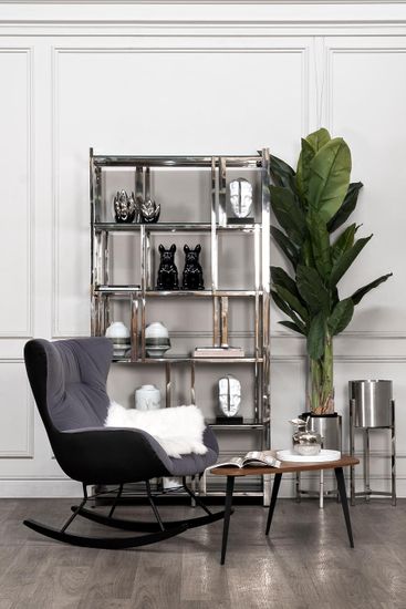 13RXSH3052-SILVER Стеллаж стекло черн./серебро 100*38*200см