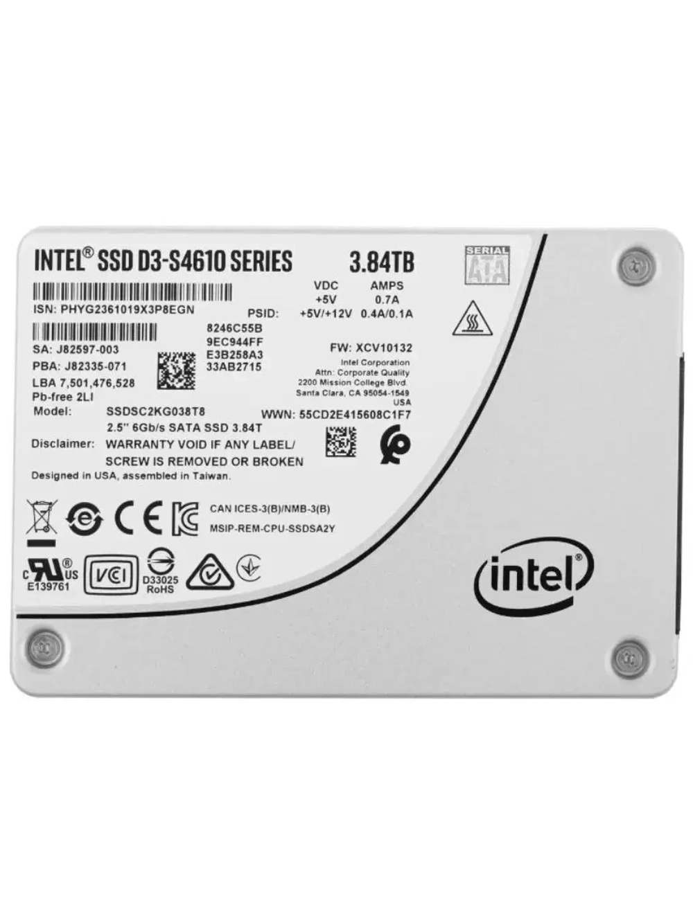 4 ТБ 2.5" SSD накопитель DC D3-S4610 SSDSC2KG038T801