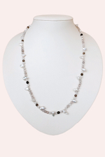 бусы с серым агатом и жемчугом Снежана