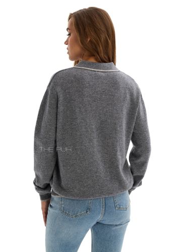 Темно-серое поло с длинным рукавом из шерсти