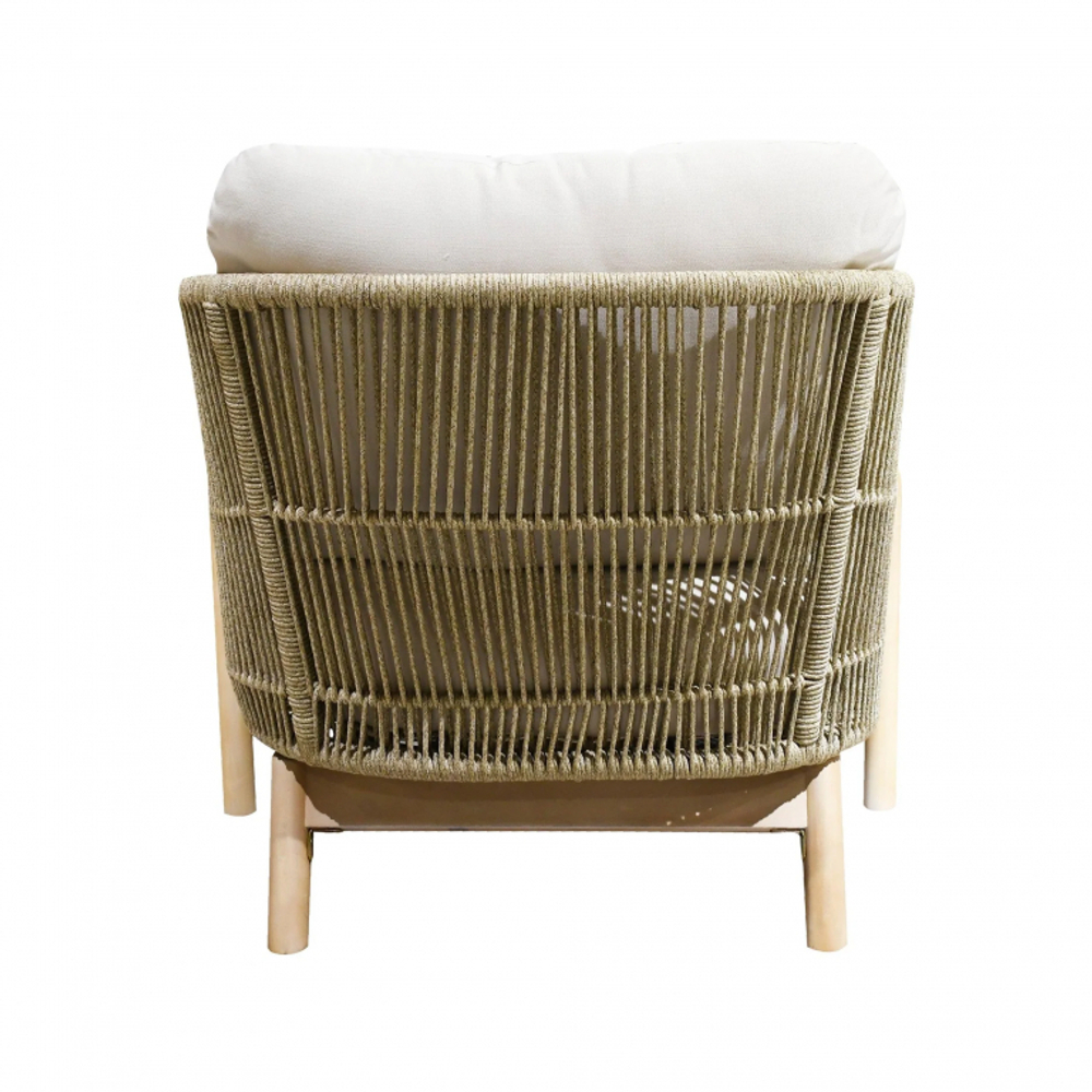 Кресло деревянное плетеное с подушками Tagliamento Talara, бежевый, лен