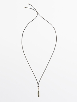 Massimo Dutti Ожерелье-цепочка с подвеской в форме стручка, серебряный