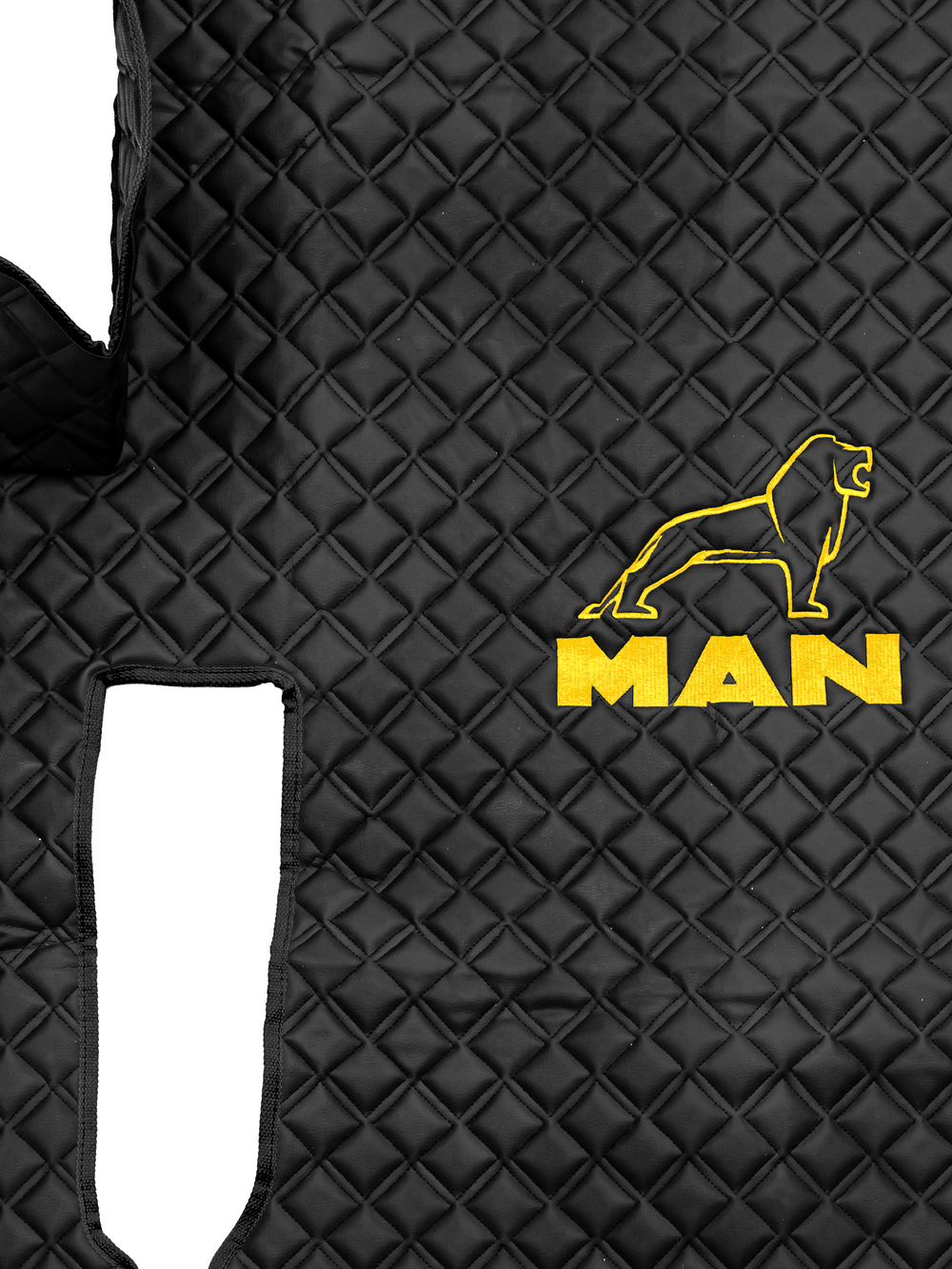 Ковры MAN TGX (автомат, механика) (экокожа, черный, черный кант, желтая вышивка)