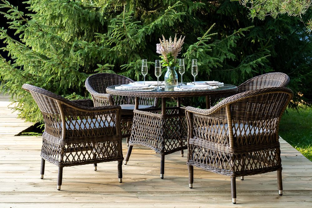 "Дольче" обеденная группа из искусственного ротанга, цвет коричневый