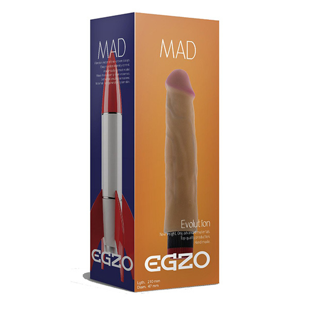 Реалистичный мультискоростной вибратор 21см без мошонки Egzo Mad Rocket