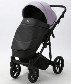 Детская коляска Adamex Mobi Deluxe 2 в 1 M-SD20 (СИРЕНЬ+ЧЕРНАЯ КОЖА)