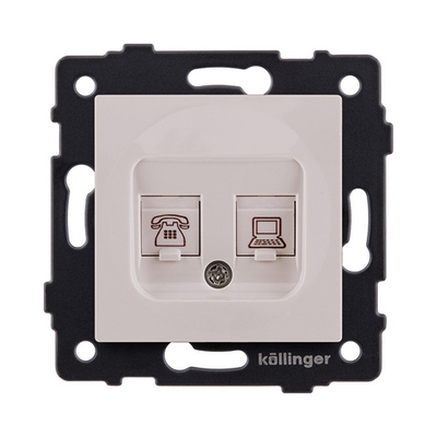 Розетка двойная RJ11 + RJ45 Cat.6, кашемир матовый Kollinger REA-011CM для Aspekt, Eleganz, Reflex