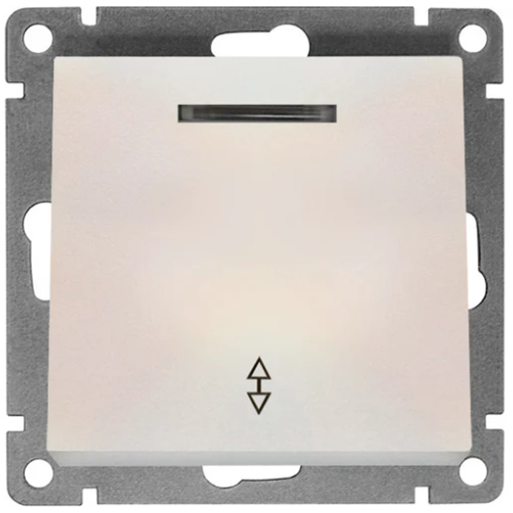 Выключатель проходной одноклавишный UNIVersal серия афина, с/у, 10а, 220в, серебр еврослот A0025-S