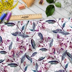 Ткань саржа сдержанные акварельные колокольчики