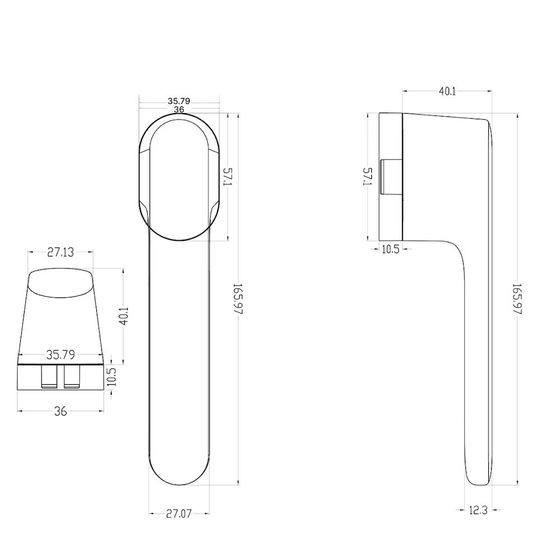 Размеры дверной ручки AKIK MOV