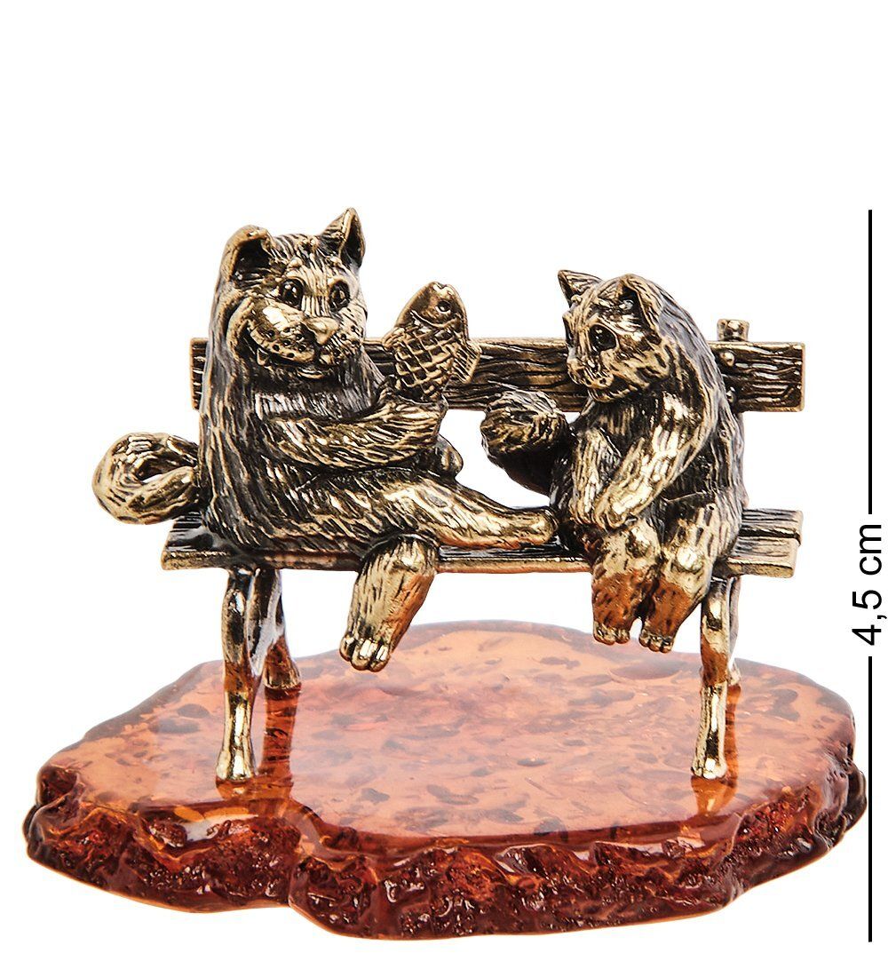 Народные промыслы AM-3090 Фигурка «Коты на скамье» (латунь, янтарь)