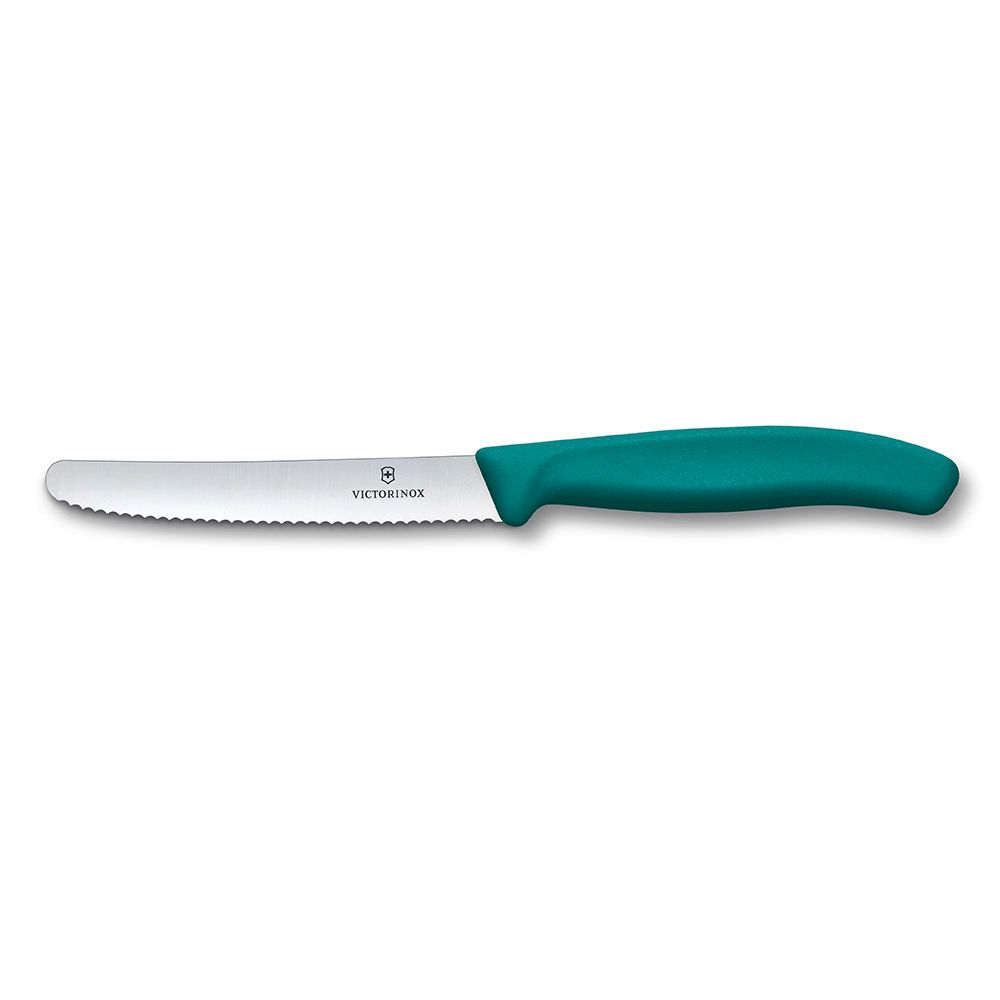 Нож Victorinox столовый, лезвие 11 см серрейтор, зеленый