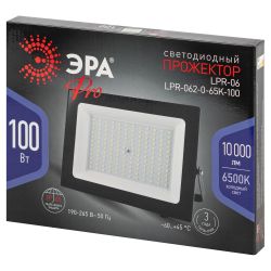 Прожектор светодиодный уличный ЭРА PRO LPR-062-0-65K-100 100Вт 6500K IP65 призма гарантия 3 года | Прожекторы PRO