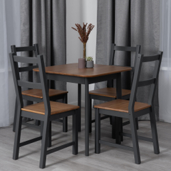 Стол Соната Люкс/ Sonata Lux table, 75х75х75 см массив сосны, антик /графит, 75х75х75 см