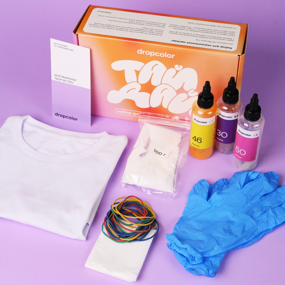 Набор тай-дай с футболкой пастельный