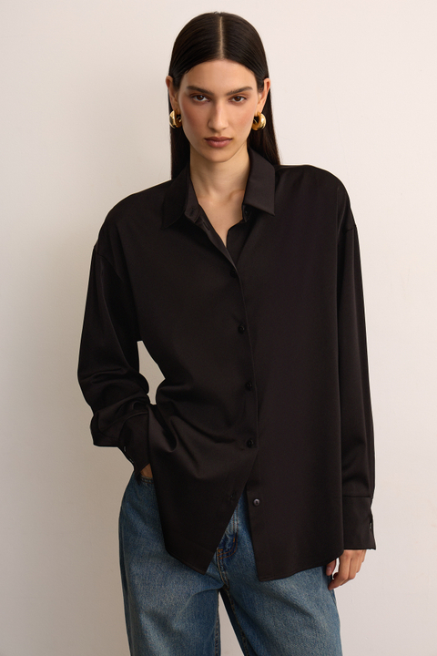 Рубашка из сатина с завязками