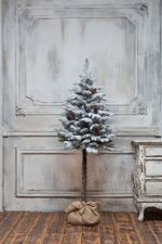 Заснеженная елка на ножке «Камилла» (литая хвоя с шишками) 1,5 м / 150 см