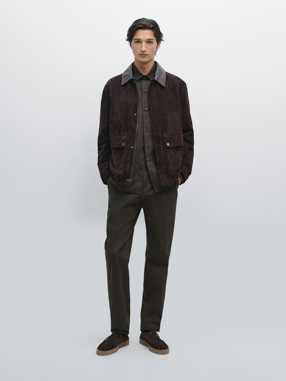 Massimo Dutti Зауженные брюки из хлопка, коричневый