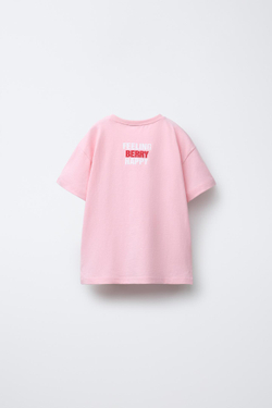 ZARA ФУТБОЛКА С РЕЛЬЕФНЫМ ПРИНТОМ, СВЕТЛО-РОЗОВЫЙ