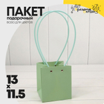 Пакет подарочный 13х11,5х11,5 Ваза для цветов (Зеленый)