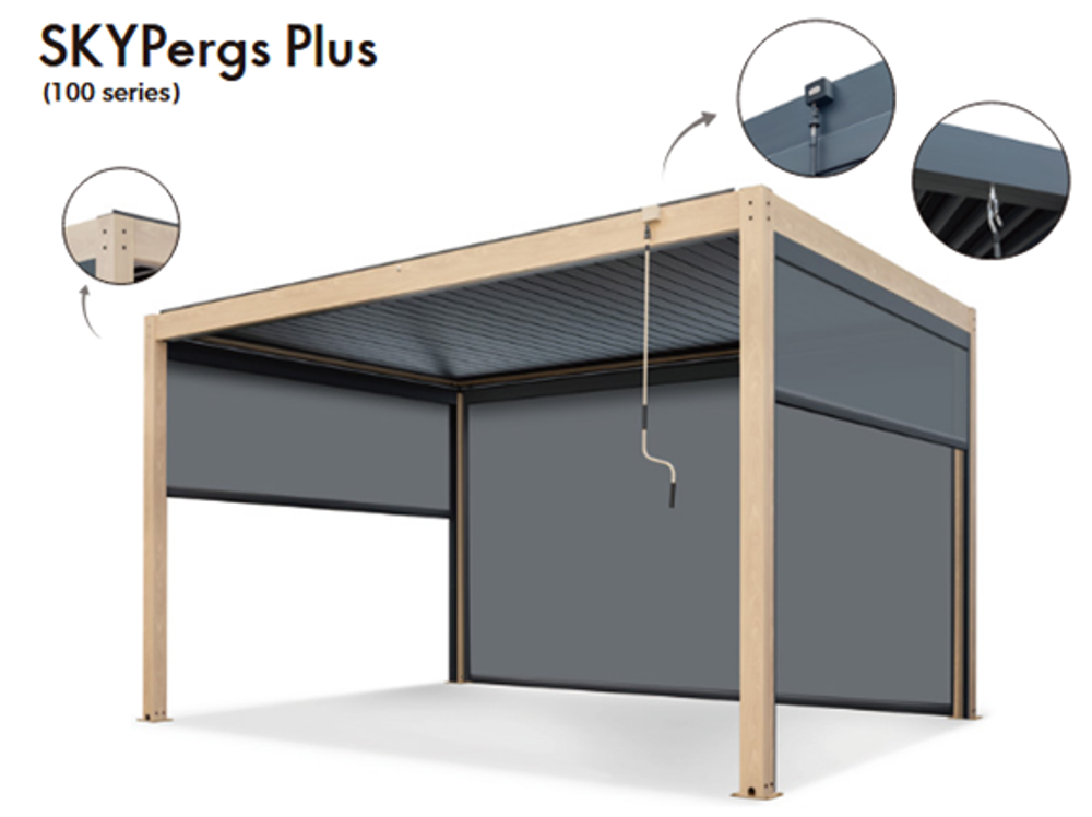 Пергола металлическая 3х4 м Tagliamento SKYPergs Plus, темно-серый, свежий тик