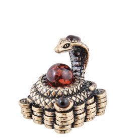 Народные промыслы AM-3948 Фигурка «Змея Денежная» (латунь, янтарь)