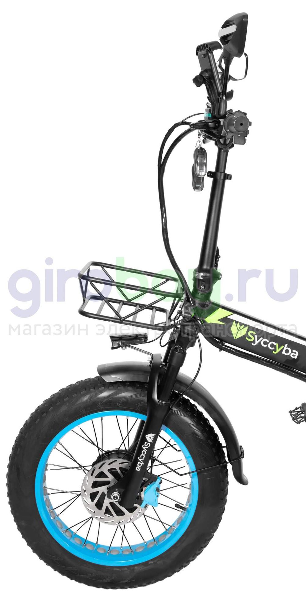 Электровелосипед Syccyba F10 Pro Dual 48V/23Ah (полный привод) - Синий обод фото №10