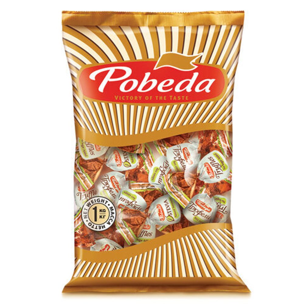 Конфеты ПОБЕДА ВКУСА "Трюфели шоколадные" БЕЗ САХАРА, посыпанные какао, 1000 г, пакет, IM_0108_С/1х3