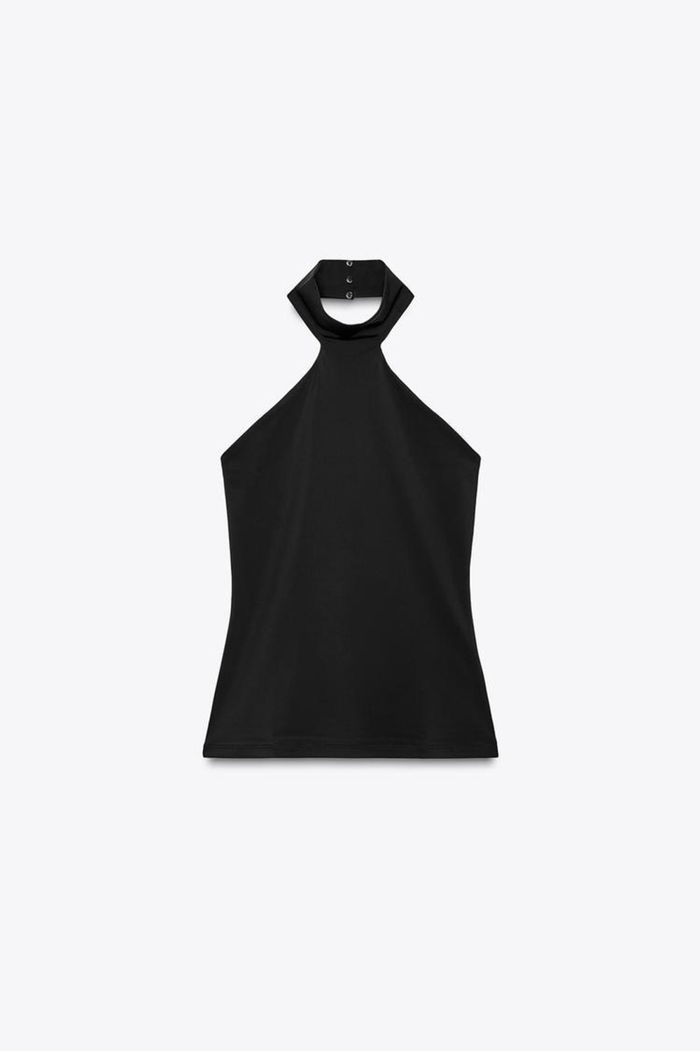 ZARA ТОП ИЗ ПОЛИАМИДА С ГОРЛОВИНОЙ ХАЛТЕР, ЧЕРНЫЙ