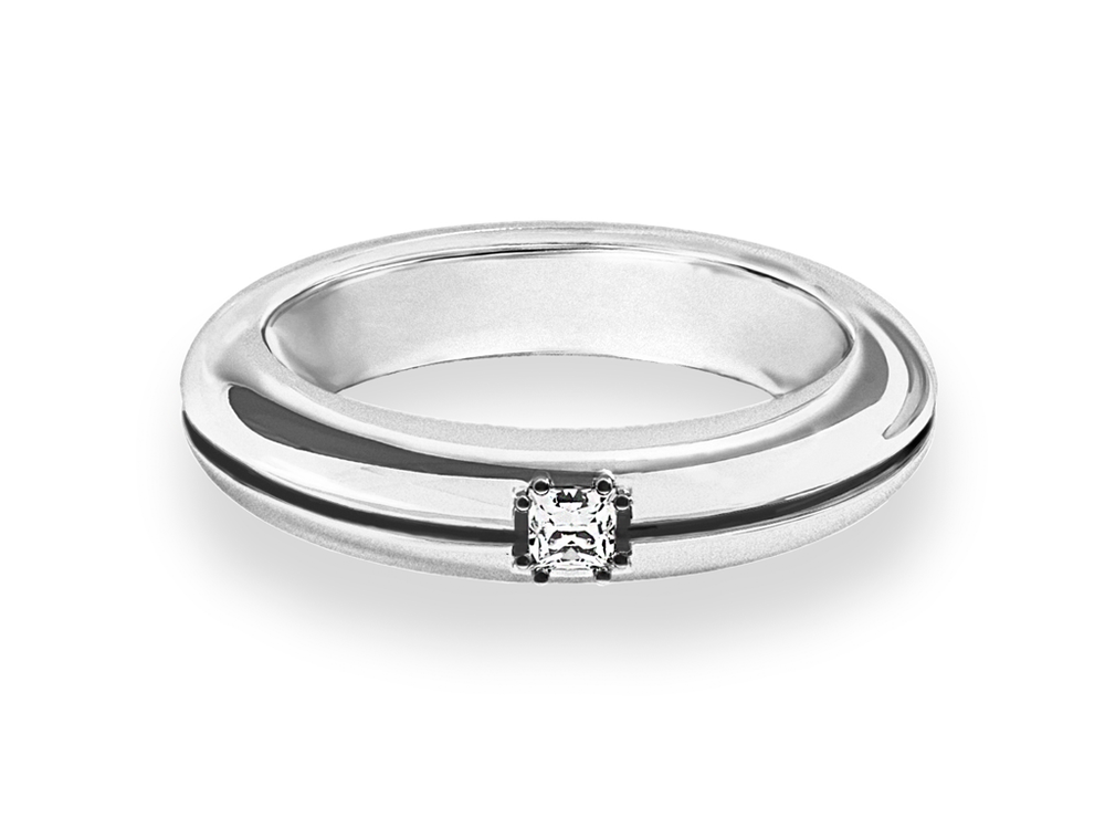 Обручальное кольцо с бриллиантом огранки "Принцесса"
