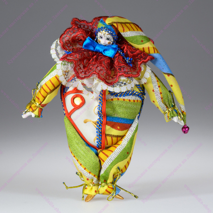 Интерьерная кукла Клоун на маске с кружевным воротником