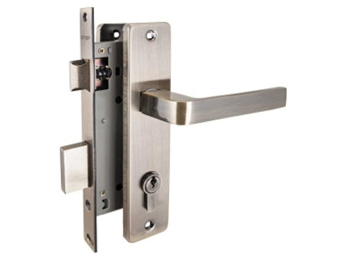 Замок врезной 126/1 AB бронза с ручкой Аллюр (12шт/уп)