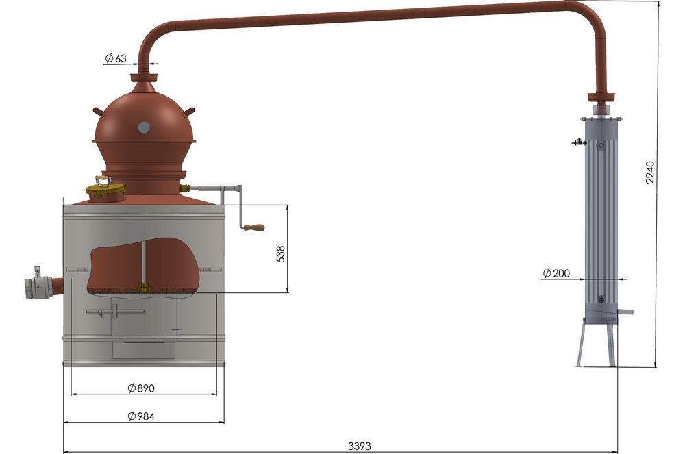Аппарат медный для дистилляции Des Премиум 350 литров