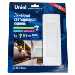 ULI-F43-6W-4200K-DIM SENSOR IP20 SILVER Панель линейная светодиодная ультратонкая. с бесконтактным выключателем. диммер.199.5х66.5х11мм. 175Lm. Серебристый. ТМ Uniel