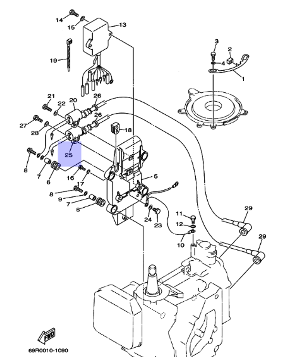 Катушка зажигания Yamaha 25/30лс (61N855700000)