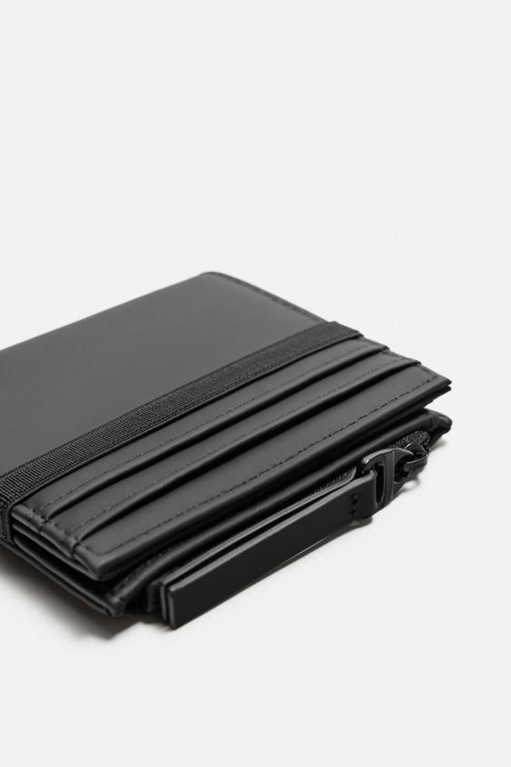 ZARA ПРОРЕЗИНЕННЫЙ КОШЕЛЕК С ОТДЕЛОМ ДЛЯ МОНЕТ, ЧЕРНЫЙ