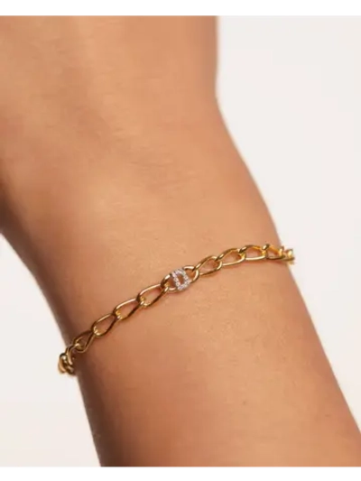 Браслет Буква D серебро 925 пробы покрытое золотом