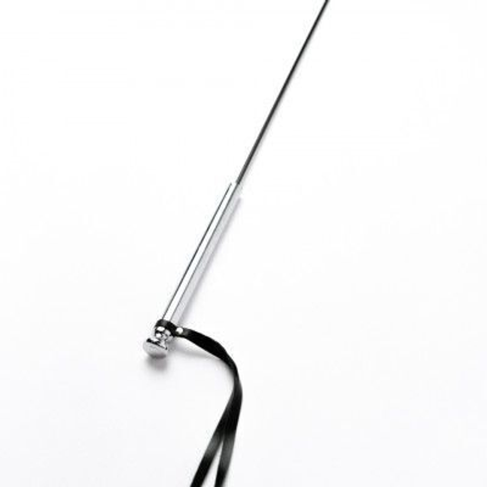 Черный кожаный стек с гладкой ручкой - 55 см. (Цвет: черный)