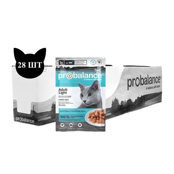 Пауч ProBalance Adult Light для малоактивных и склонных к избыточному весу кошек