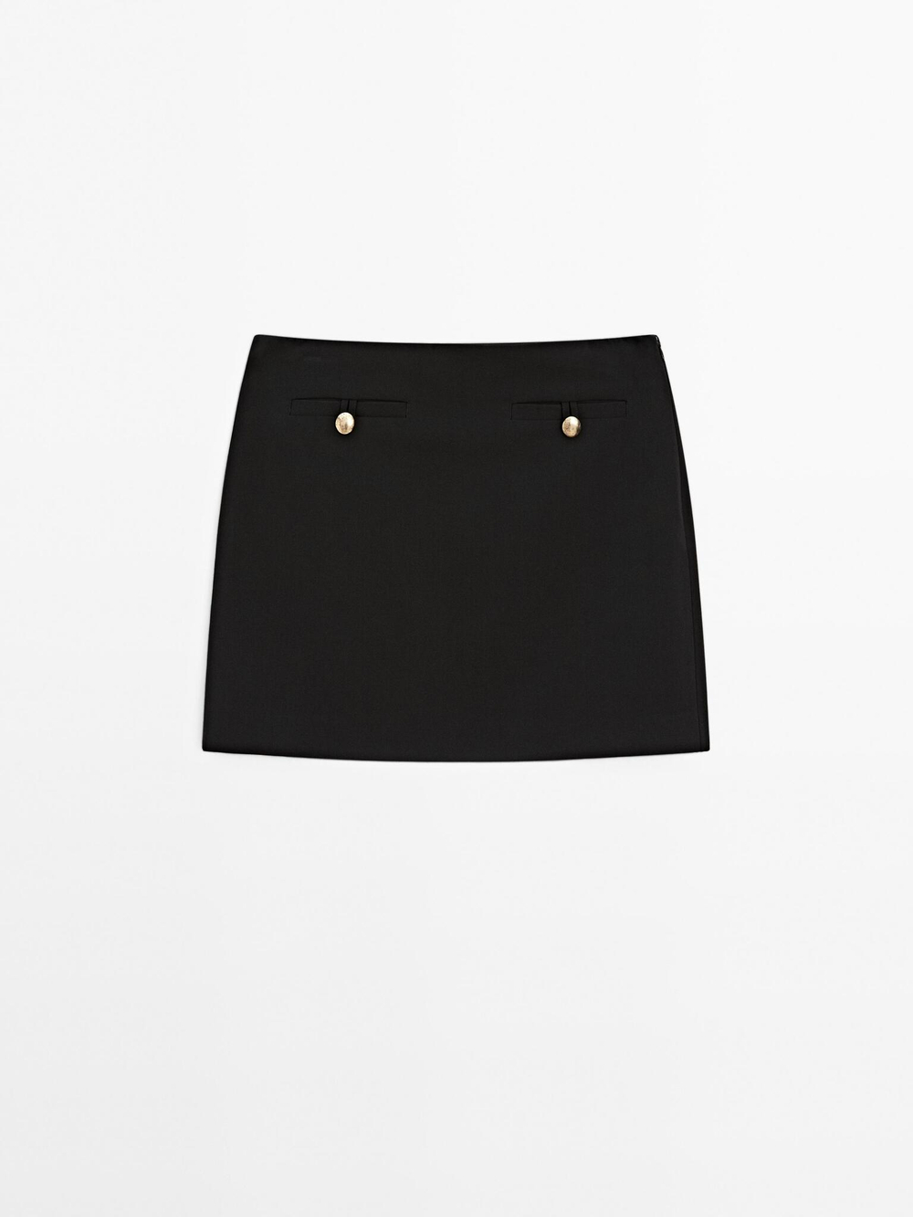 Massimo Dutti Мини-юбка с пуговицами, черный