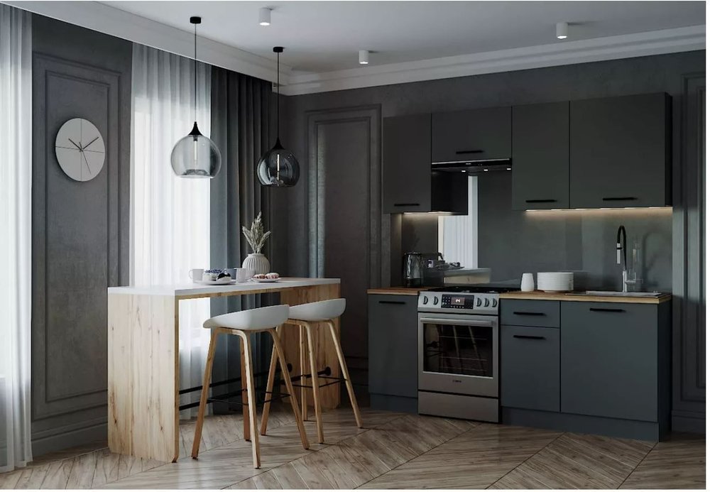 Кухонный гарнитур Антрацит (графит) 2000 мм столешница 38 мм