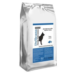Delicana сухой полнорационный корм для взрослых собак круп пород, лосось и рис, 18кг