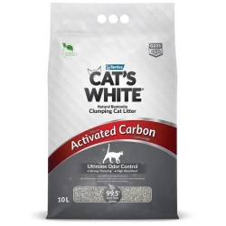 Cat's white activated carbon наполнитель комкующийся для кошачьего туалета с активированным углем - 10 л