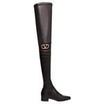 Valentino Leather Over the Knee high Boots 3cm Women"s Black