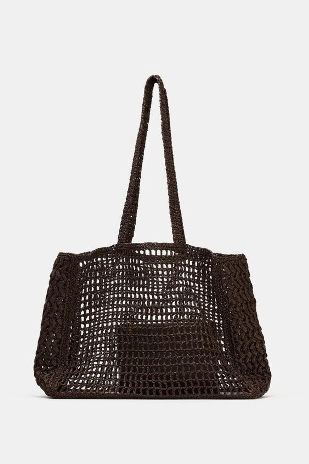 ZARA БОЛЬШАЯ ПЛЕТЕНАЯ СУМКА-ТОУТ, КОРИЧНЕВЫЙ