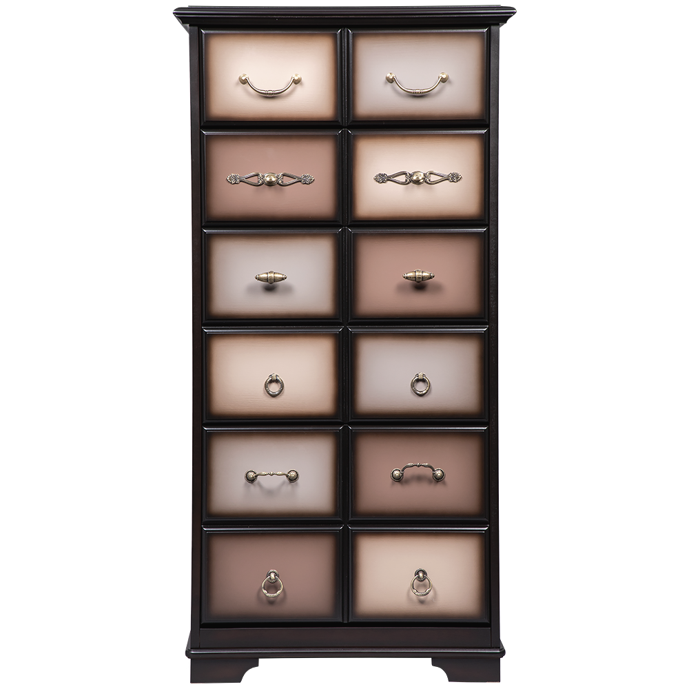 Комод "Пандора"- 5 с 4 ящиками Орех Оберджин, цвет фасада Шоколад