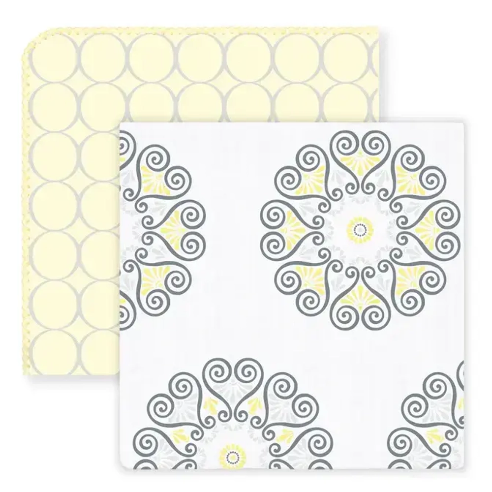 SwaddleDesigns SD-358Y Набор пеленок SwaddleDuo - Sterling Mod Circles on Soft Yellow Banana & Yellow Medallions