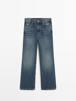 Massimo Dutti Джинсы средней посадки с расклешенным кроем, средне-синий